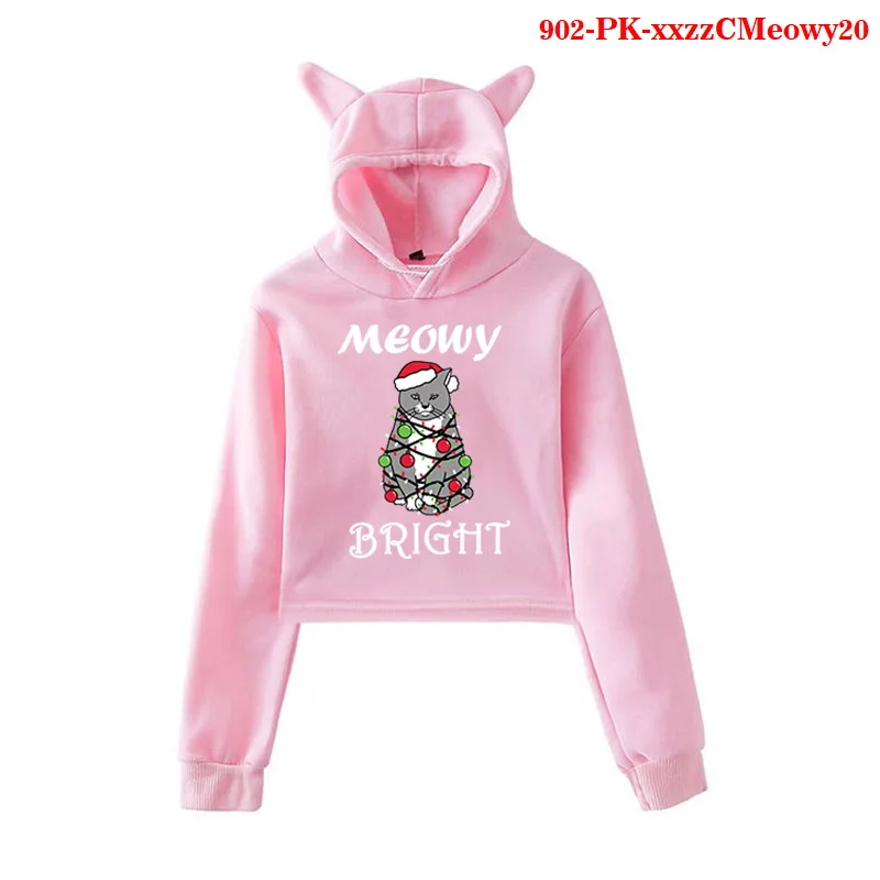 

Autumn and winter Christmas multi-color Japanese fresh and sweet loose cat ears hooded sweater hoodies
