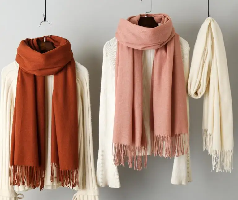 

New men's and women's all-purpose cashmere like solid scarf knitting long warm and versatile tassel Cape