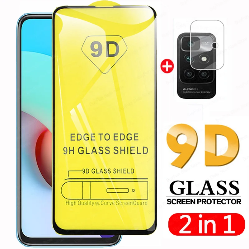 

2 в 1 9D полное клеевое закаленное стекло для Xiaomi Redmi 10 Защитная пленка для экрана для Remi Redmi 10 X 10X защитное стекло