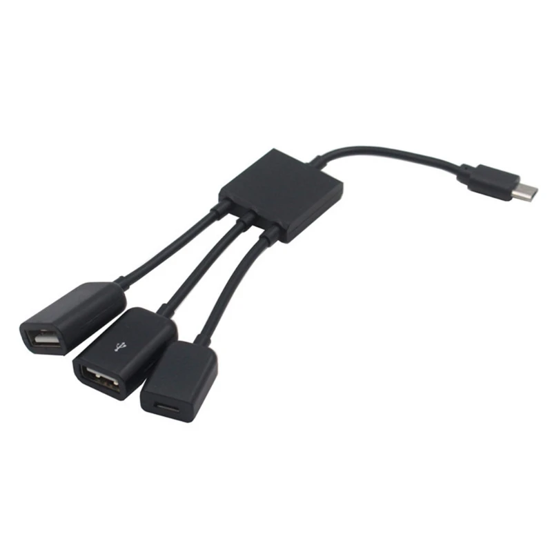 

3 in 1 Fast USB Hub Cable Charging Cord Multi Function 3 Ports Universal for Smartphone Tablet, Micro USB OTG Adapter