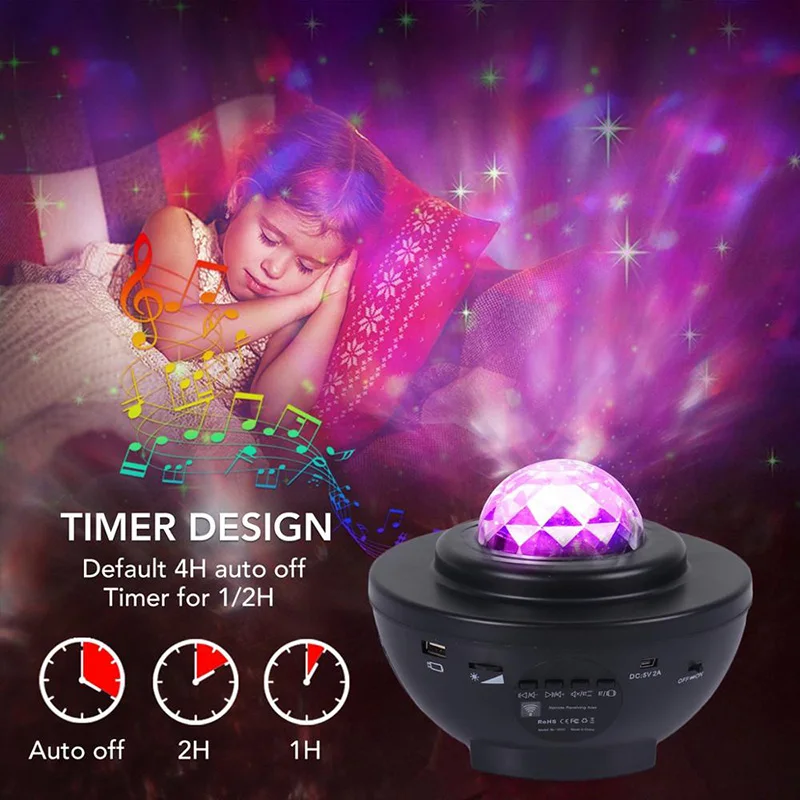 Светодиодный ночсветильник с USB, Музыкальный проектор звездного неба, лампа для детей, украшение для рождественской комнаты, совместим с ... от AliExpress RU&CIS NEW