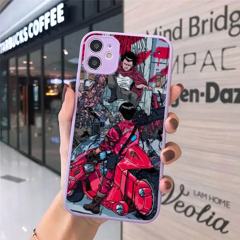 

Japanese Anime Akira 1988 Film Phone Case For iPhone 12 11 Mini Pro XR XS Max 7 8 Plus X Matte transparent Purple Back Cover