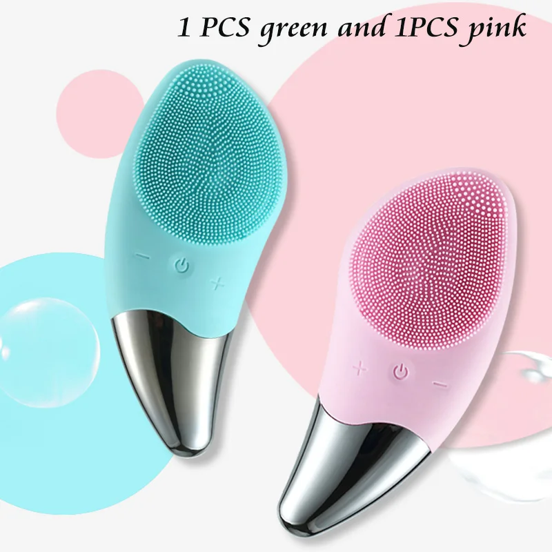 GREEN-PINK Силиконовая электрическая щетка для лица, инструмент для ухода за лицом, звуковая машина для лица, водонепроницаемая, USB перезаряжаемая для всех типов кожи, Foreoing 2 - Цвет: GREEN-PINK