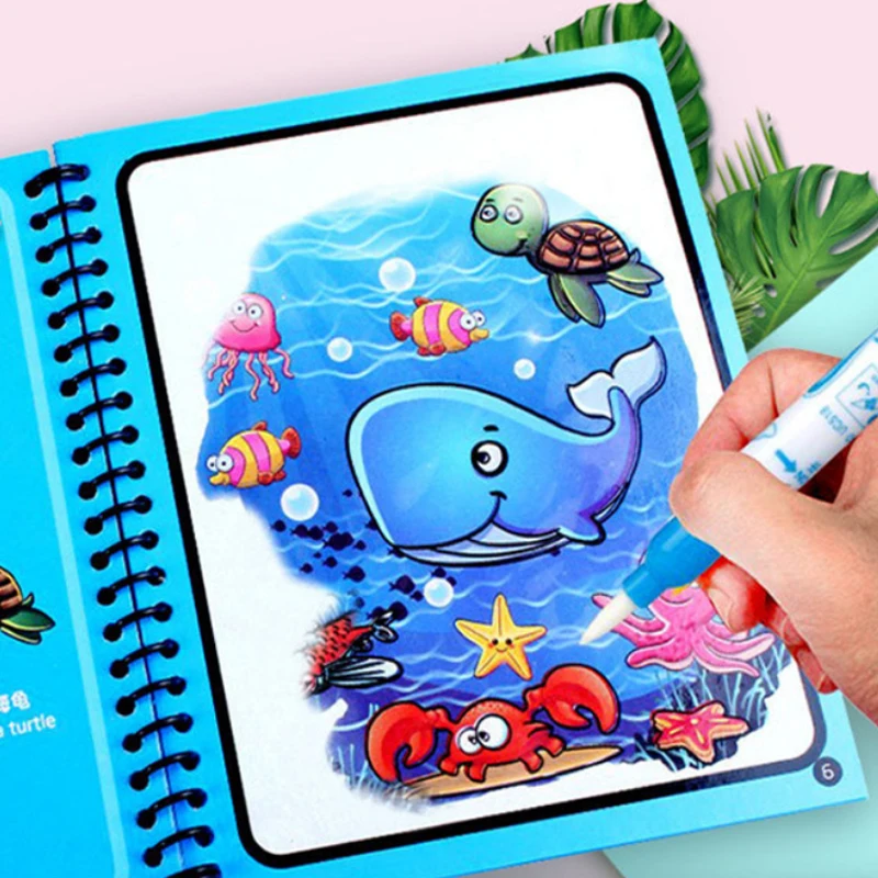 

Игрушки Монтессори, многоразовая раскраска, волшебная книга для рисования водой, сенсорные Игрушки для раннего развития для детей, подарок ...