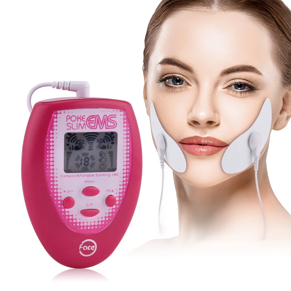 

Electric Slimming Facial Massager V-Face Trainer Jaw Exerciser EMS Face Body Pulse Muscle Stimulator With Electrode Pads Newest