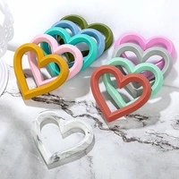 tyry hu10pc baby heart shape silicone teether baby molar toys safety bpa free food grade silicone diy pacifier chain accessories