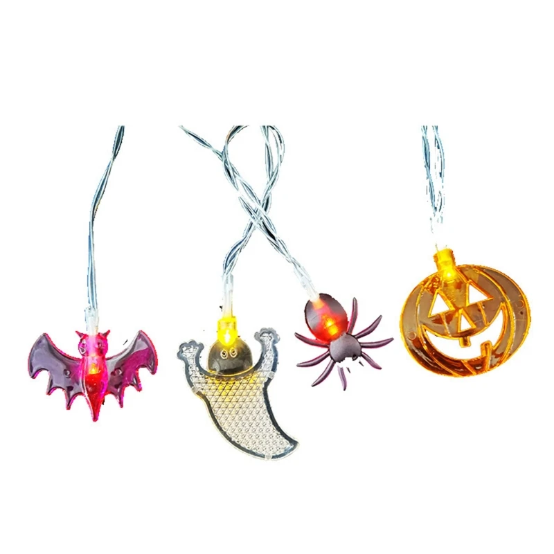3Pcs Halloween LED Fairy String Lights Cartoon Pumpkin Ghost Bat Spider Battery Operated Remote Control Hanging Lamp | Дом и сад