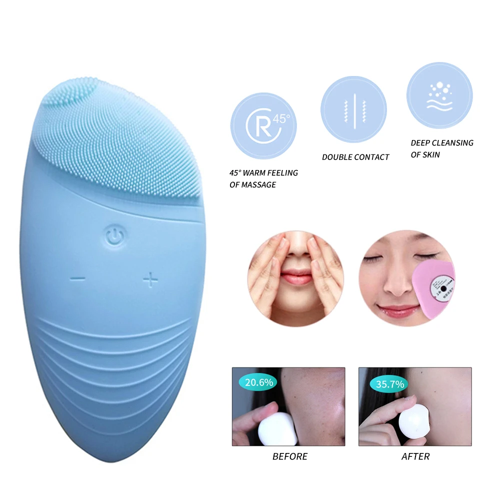 Face Cleansing Brush Electric Silicone Facial Deep Cleaning Pore Cleaner Massage Skin Care Waterproof Wash Artifact | Красота и