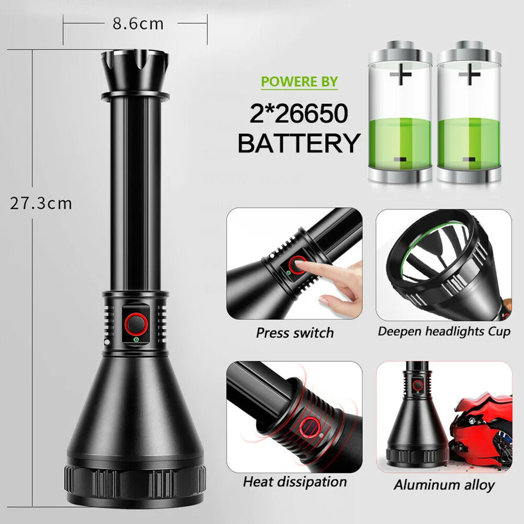 Мощный светодиодный фонарик XHP50/70 с USB зарядкой перезаряжаемый 4 режима 26650