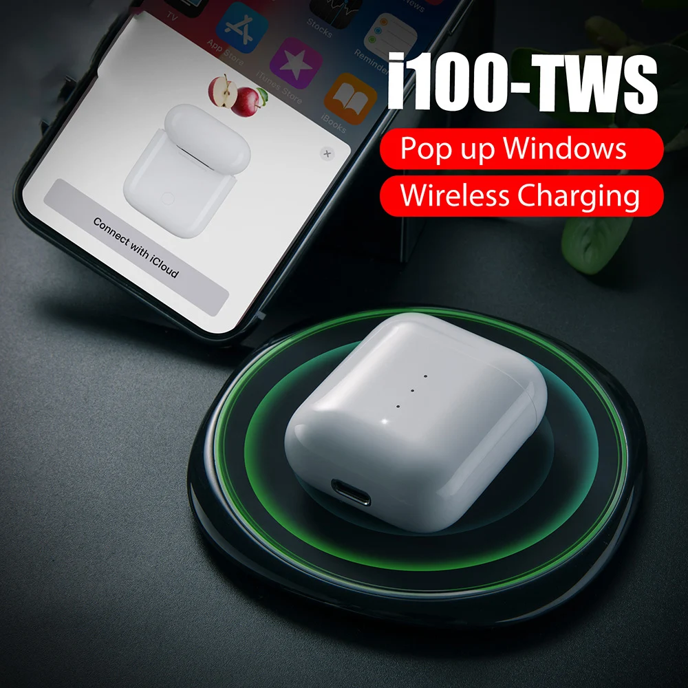 Caseier i100 TWS всплывающие беспроводные наушники bluetooth с беспроводной зарядной