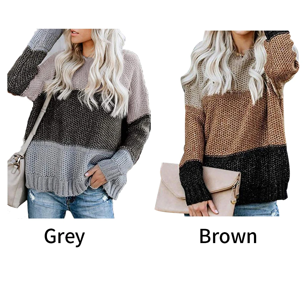 Повседневный однотонный теплый вязаный свободный осенне-зимний женский свитер