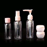 7 pcs mixed travel makeup bottling set face lotion water lotion perfume transparent empty make up container refillable bottles