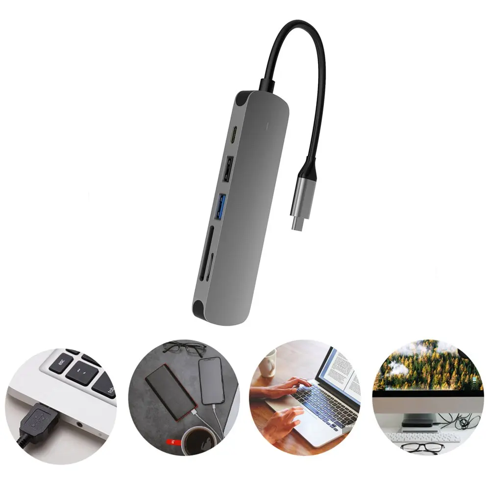 

Typec 6-in-1 Docking Station To HDMI-compatible /PD/TF/Secure Digital Memory Card notebook Mobile Phone