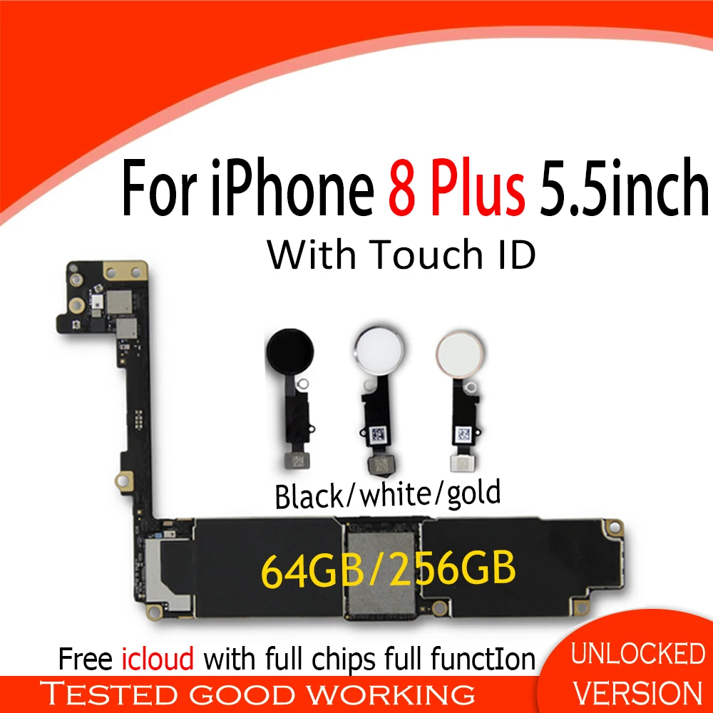 For iPhone 8p 8 plus Factory Unlock Motherboard for mainboard With/withtout Touch ID Back Rear Camera | Мобильные телефоны и