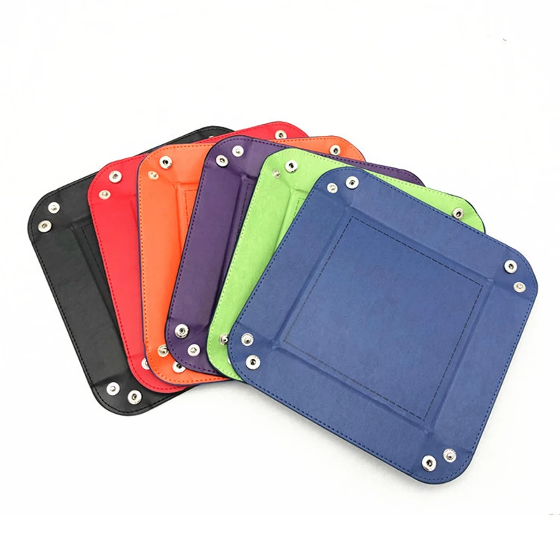 Foldable Storage Box PU Leather Square Tray for Table Games Key Wallet Coin Desktop Trays Decor New Year | Дом и сад
