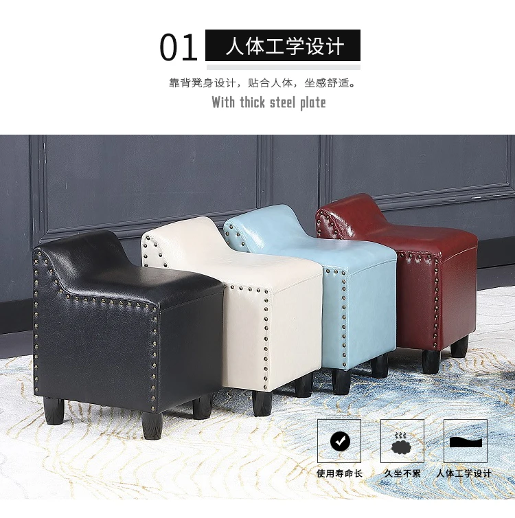 Leather stool square small leather sofa KTV fitting room shoe | Мебель