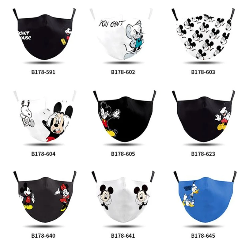

Disney Cartoon Mickey Minnie Mouse Adult Mask Reusable Breathable Protective Cartoon Figure PM2.5 Mouth Caps Washable