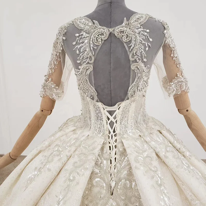 

Wedding dresses BLG1225 high quality luxury beaded luxury design ivory organza wedding dress