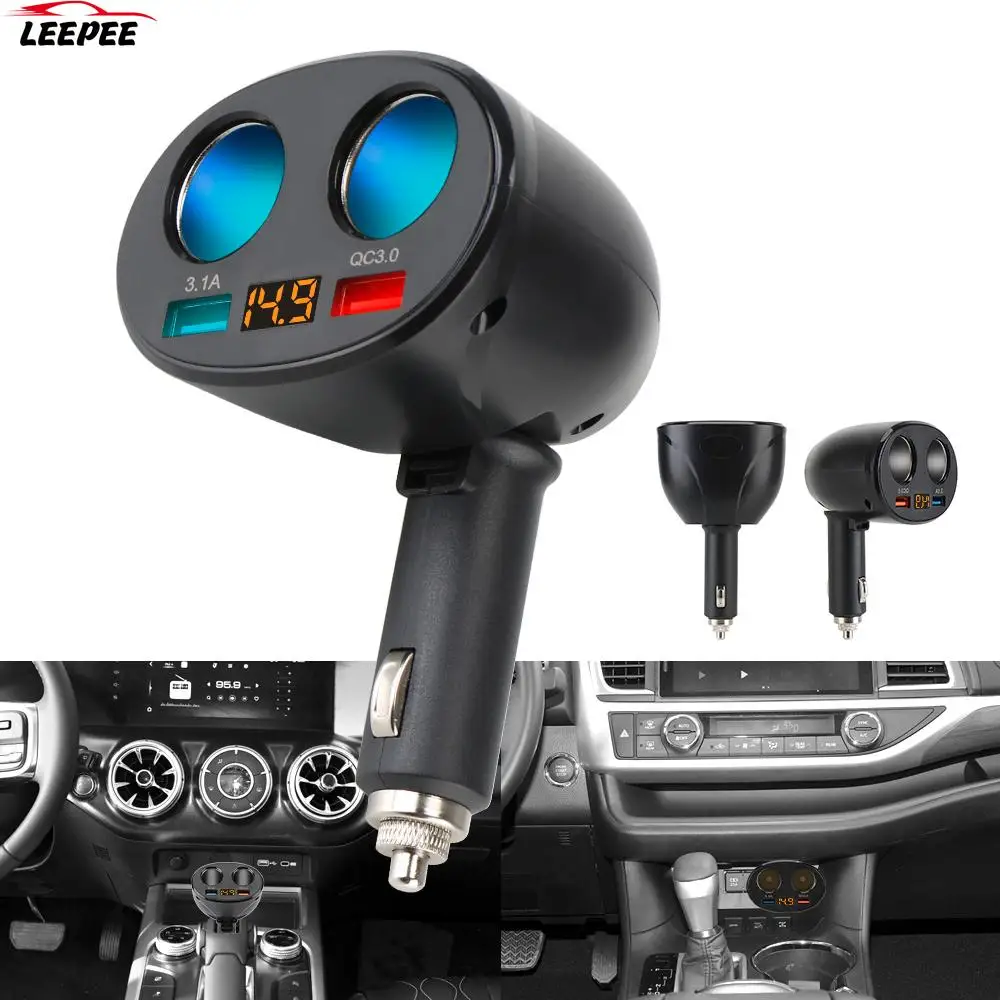 

2 USB Автомобильное зарядное устройство с напряжением светодиодный дисплей Розетка для автомобильного прикуривателя сплиттер зарядное устр...