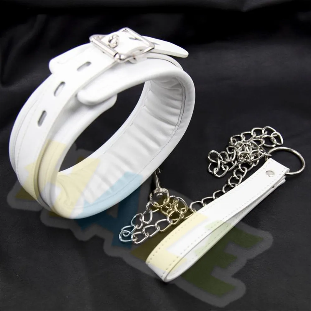 

Sexy Leather Neck Collar and Leash Bondage Choker Collar Harness Fetish Roleplay