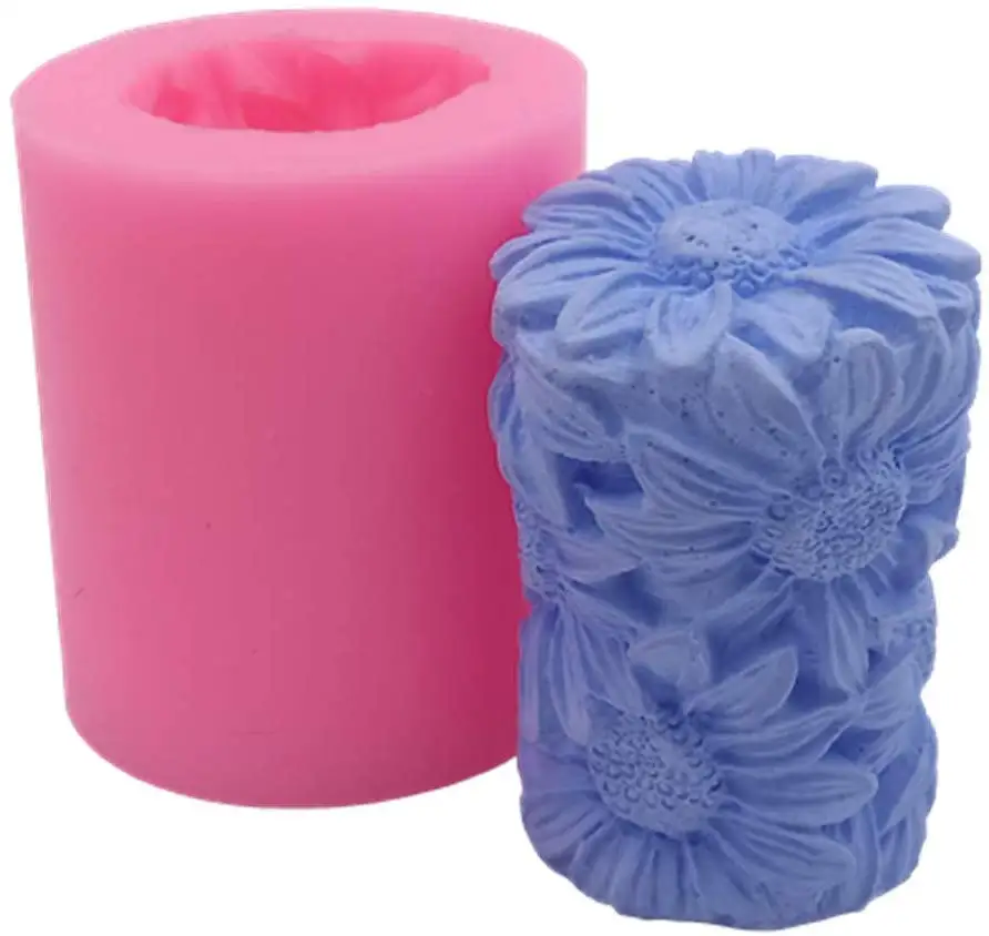 Отличная форма цветок подсолнечник цилиндр 3D силиконовая для свечей сделай сам