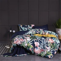 luxury egyptian cotton bedding set queen king size 3d flamingo leaf duvet cover bed linens set fitted sheet parure de lit 4pcs