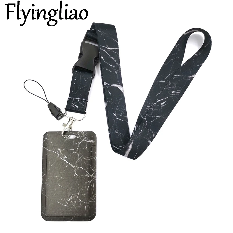

Marble Texture Anime Lanyard Badge Holder ID Card Lanyards Mobile Phone Rope Key Lanyard Neck Straps Keychain Key Ring Gifts