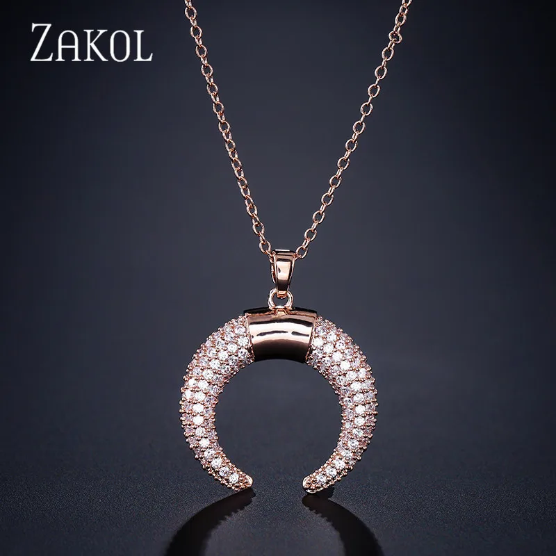 ZAKOL новые модные изысканные ожерелья с кулоном в виде Луны из Кубического