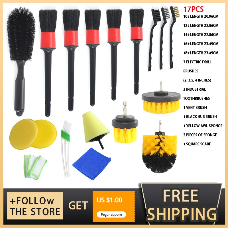 

Набор щеток для очистки салона автомобиля, набор инструментов для чистки салона автомобиля, аксессуары для очистки приборной панели, колес...