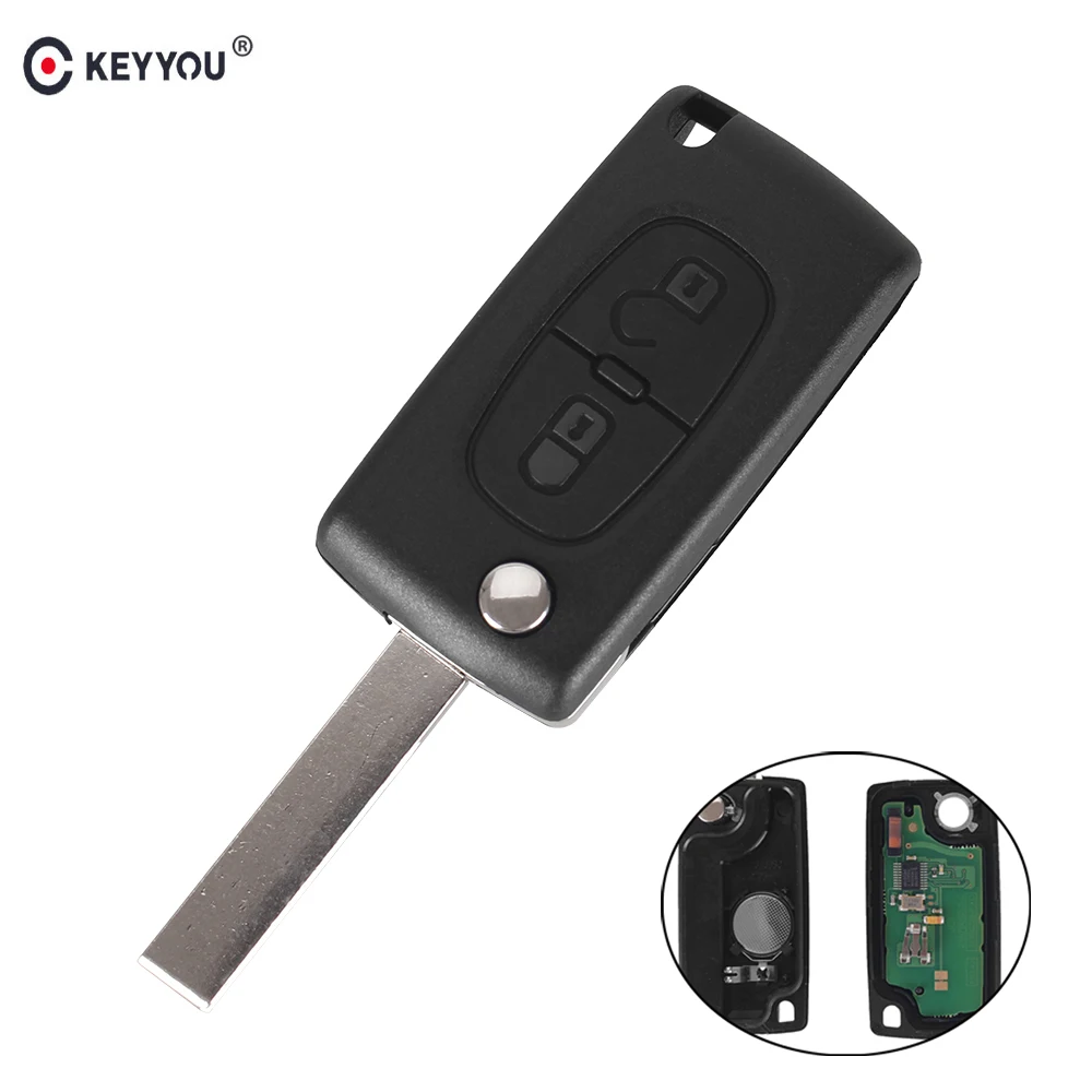 Брелок для автомобиля KEYYOU HU83 с 2 кнопками Peugeot 307 3008 308 408 433 МГц ID46 CE0536 | Автомобили и