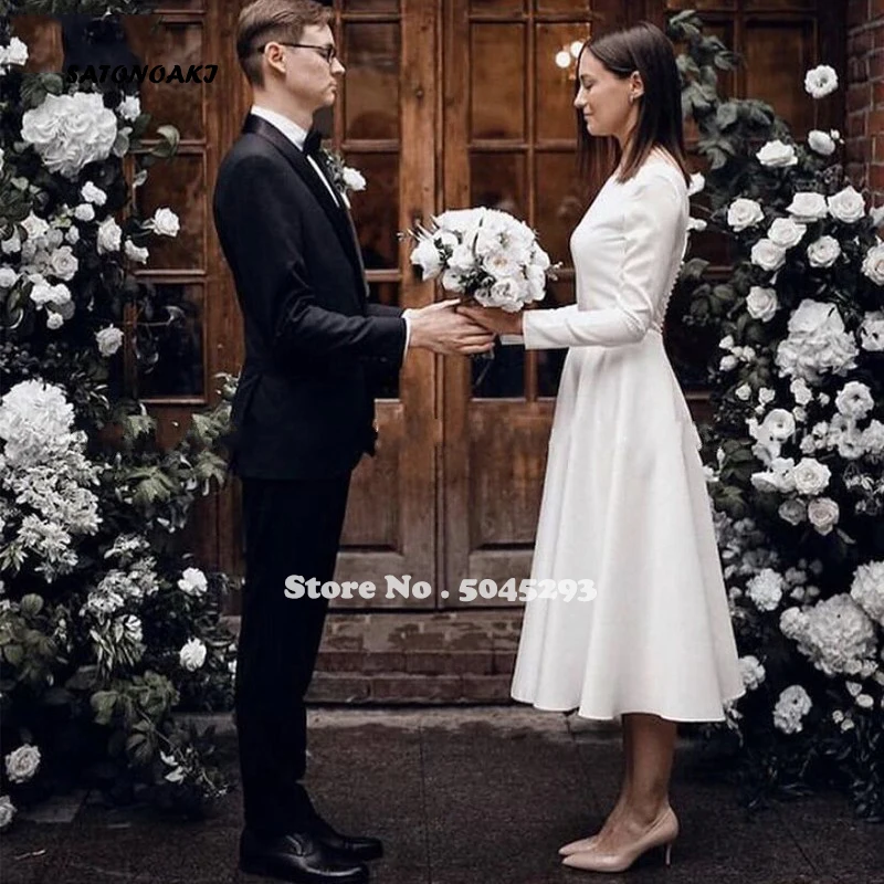 Женское Короткое свадебное платье простое винтажное ТРАПЕЦИЕВИДНОЕ невесты с