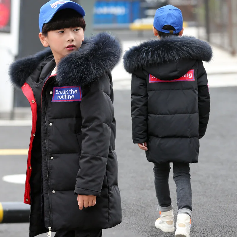Пальто и парка с капюшоном для мальчиков подростков куртка пуховик наполнителем