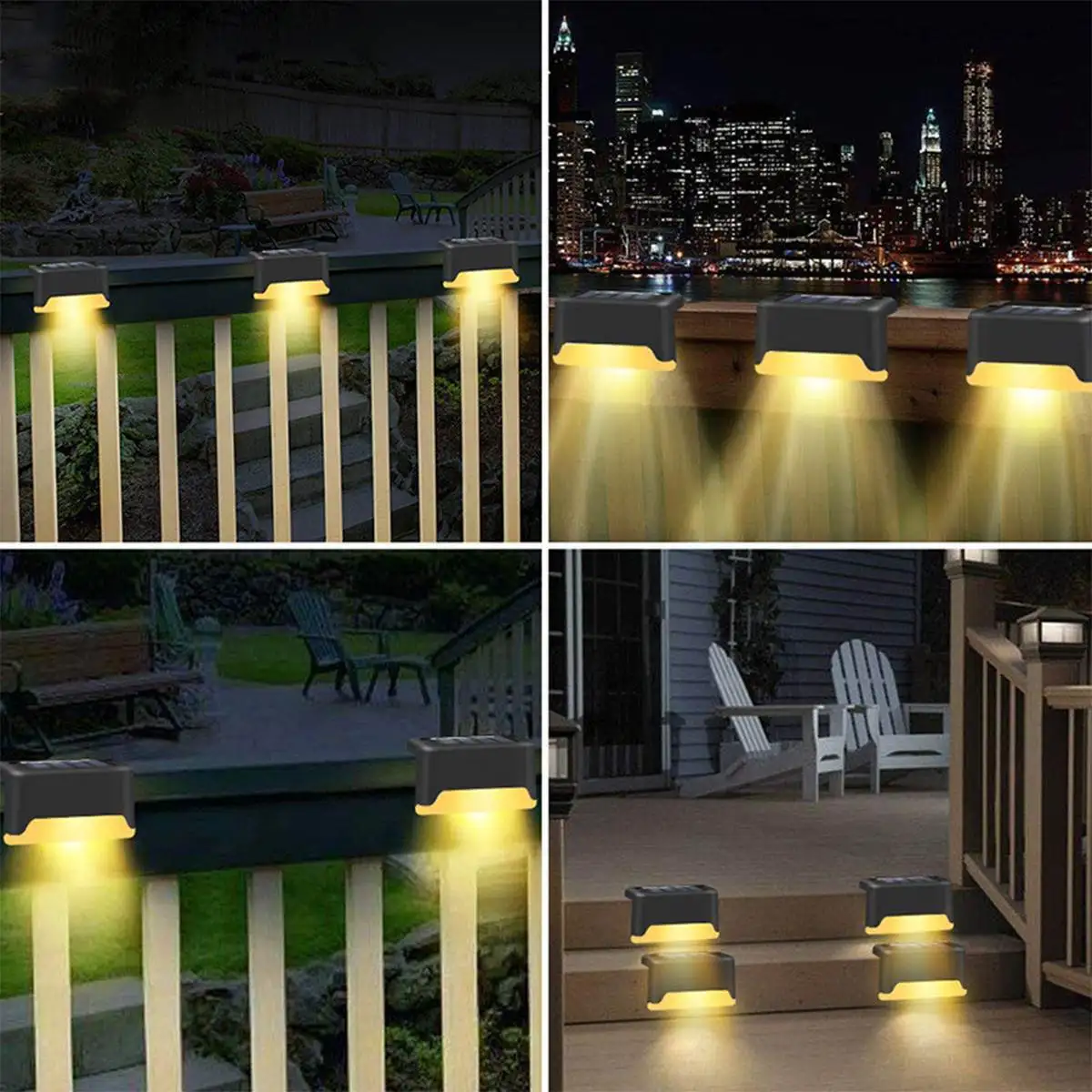 

3PCS Outdoor Solar Lamp Waterproof LED Solar Step Deck Lights Fence Light Lamp for Patio Stairs Pathway Step Yard Garden Decor