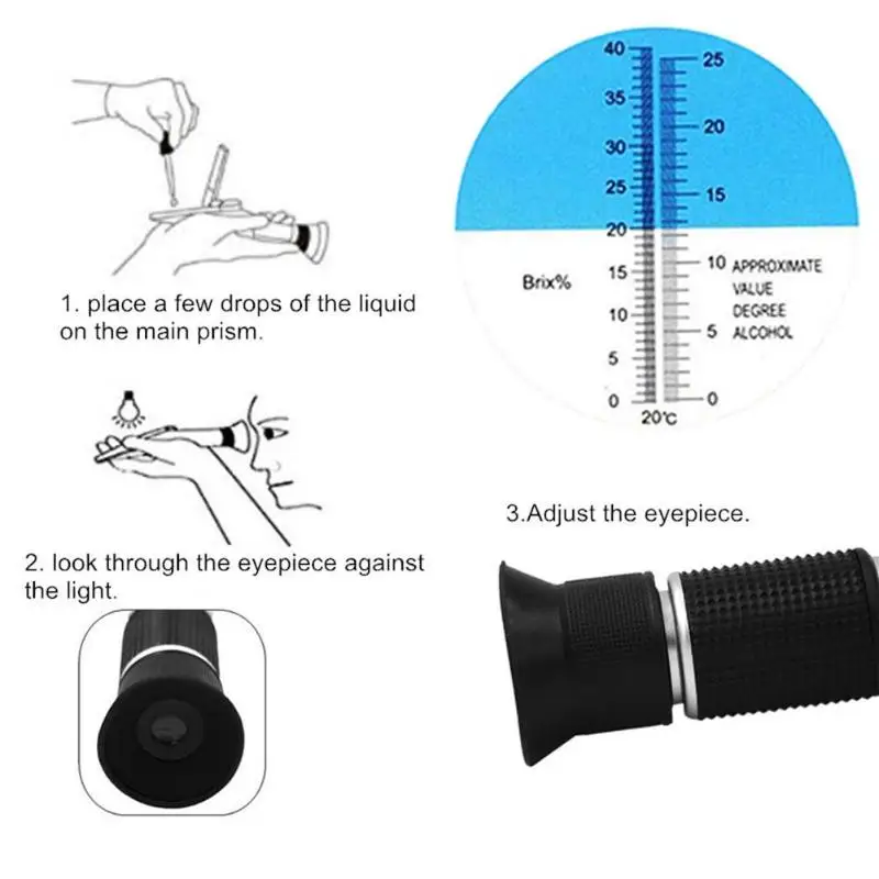 Ручной спиртовой рефрактометр спиртометр (одна шкала) регулируемый ручной