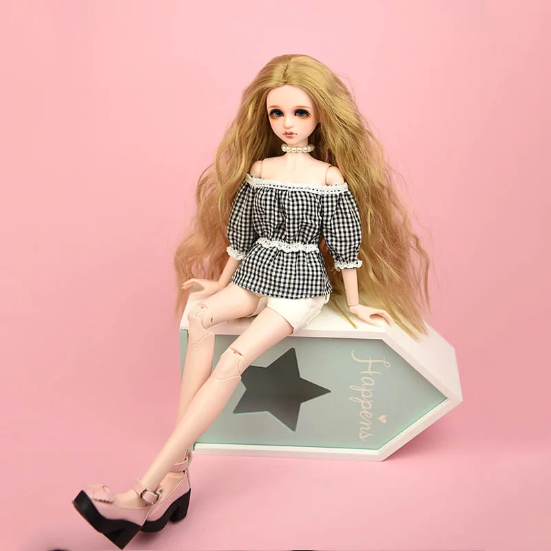 

Short Sleeve Plaided Shirts Tops for 1/4 BJD Doll Clothes Casual Wear for 40-50cm XINYI Doll 1:4 Doll Accessories Kids Toy Girls