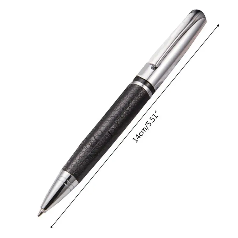 

Rotary Business Pen 0.5mm Black Ink Leather Metal Ballpoint Pens Stationery Gift