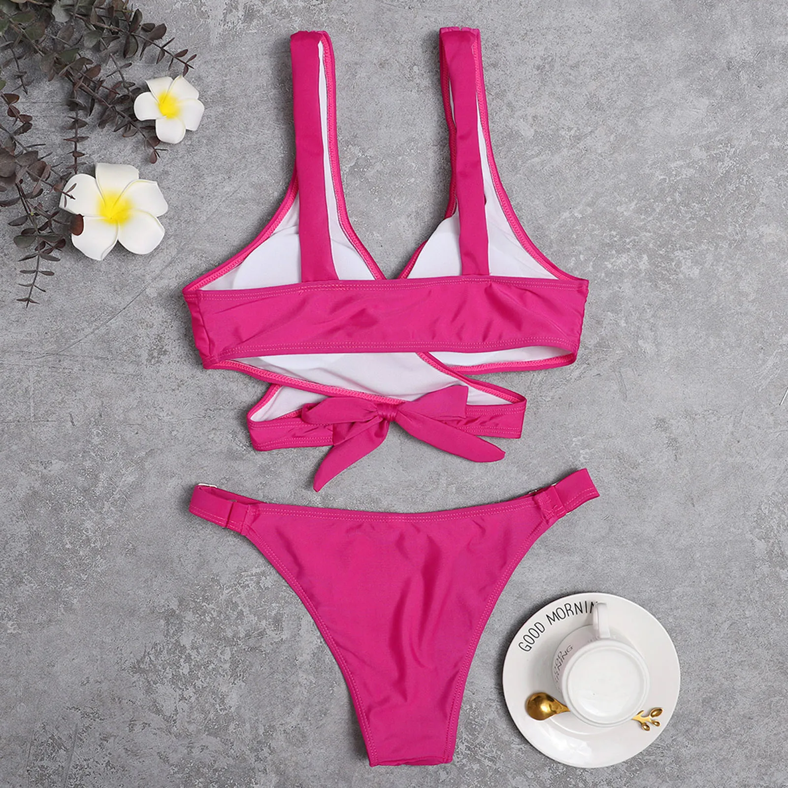 

NEW Fashion Bikini Women Sexy Solid Push Up High Cut Lace Up Halter Bikini Set Two Piece Ladies Swimsuit