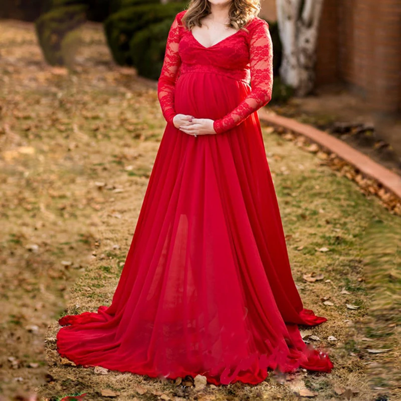 

New Spring Photoshoot Maternity Dresses Woman Long Sleeve Lace Sexy Maternity Shoot Dresses Pregnant Dress Photography Clothing