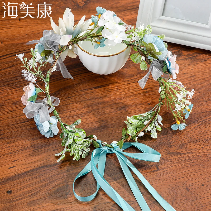 

Haimeikang Женская корона, свадебные аксессуары для волос, выпускной цветок, регулируемый размер, цветочный венок