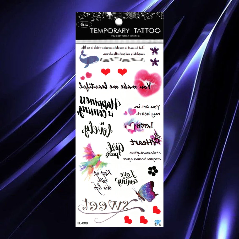 5 PCS /Lot Love Fake Tattoos Skull Tattoo Guitar Letter Clover Sticker Wolf Diamond Tatoo Flower Note Chest Face Tattos | Красота и