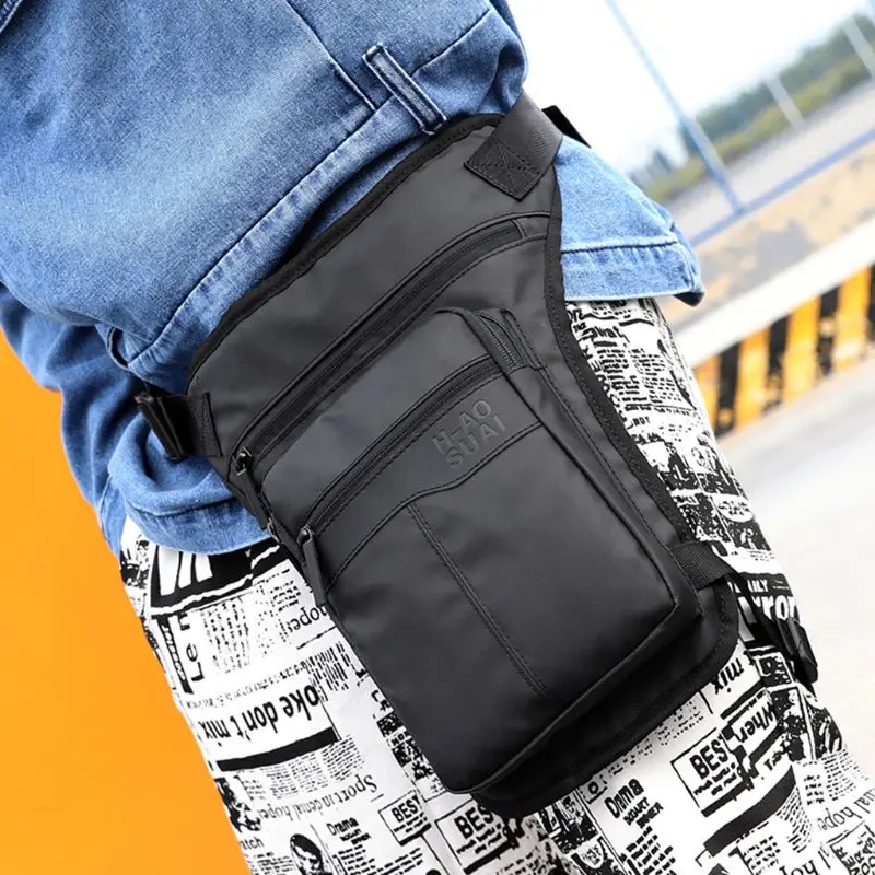 THINKTHENDO Men Nylon Motorcycle Hip Belt Waist Fanny Pack Riding Travel Shoulder Messenger Crossbody Bags Thigh Drop Leg Bag | Багаж и