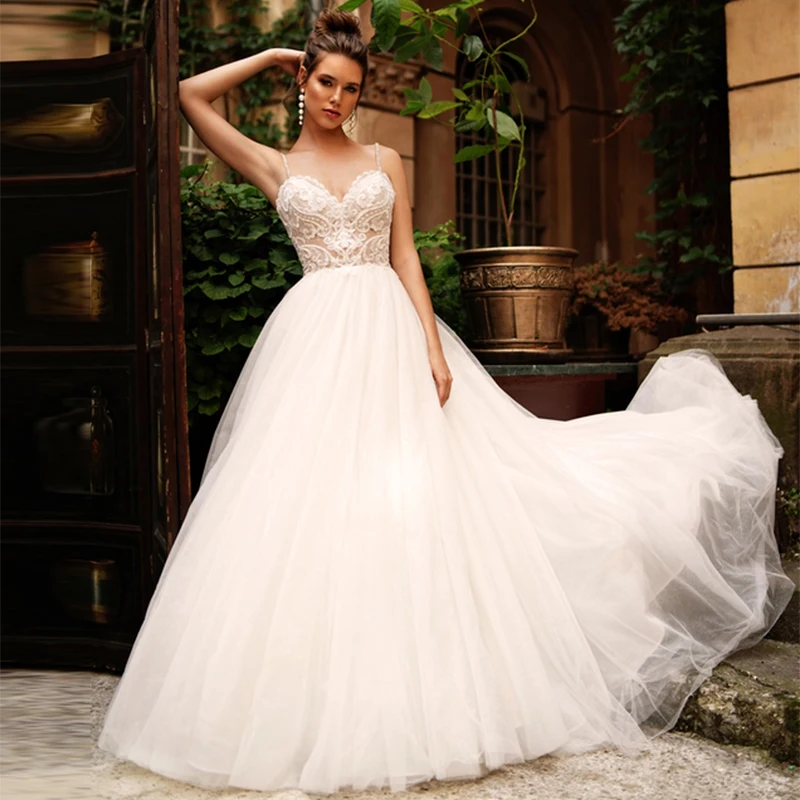 

Thinyfull 2021 Boho кружевные свадебные платья на тонких бретельках с аппликацией и открытой спиной для загородного пляжа А-силуэта Vestidos Mariage платья