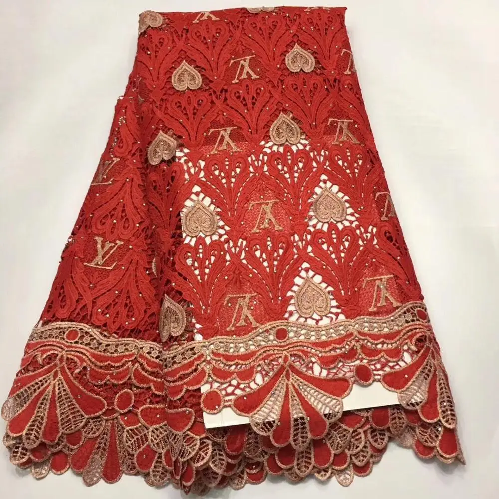 3d африканская кружевная ткань 2019 высокое качество кружева с камнями красная