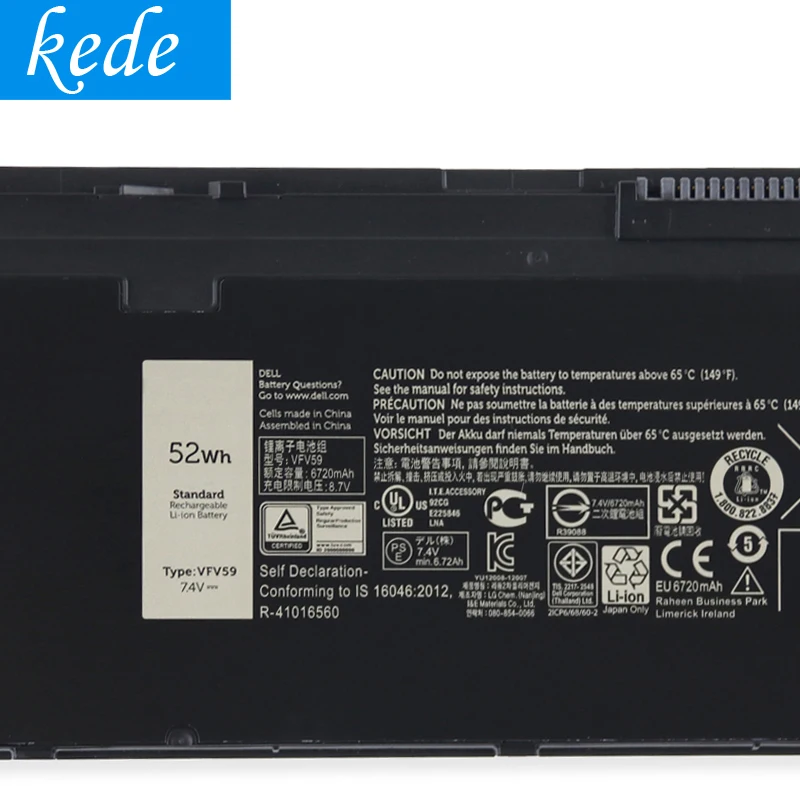 Оригинальный аккумулятор Kede VFV59 для ноутбука Dell Latitude E7240 E7250 W57CV 0W57CV WD52H GVD76 7 4 в 52