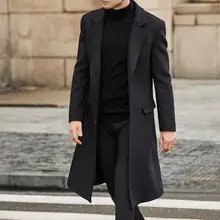 Winter Men Overcoats Streetwear Fashion Long Trench Outerwear Long Sleeve Buttons Jacket Overcoat Mi