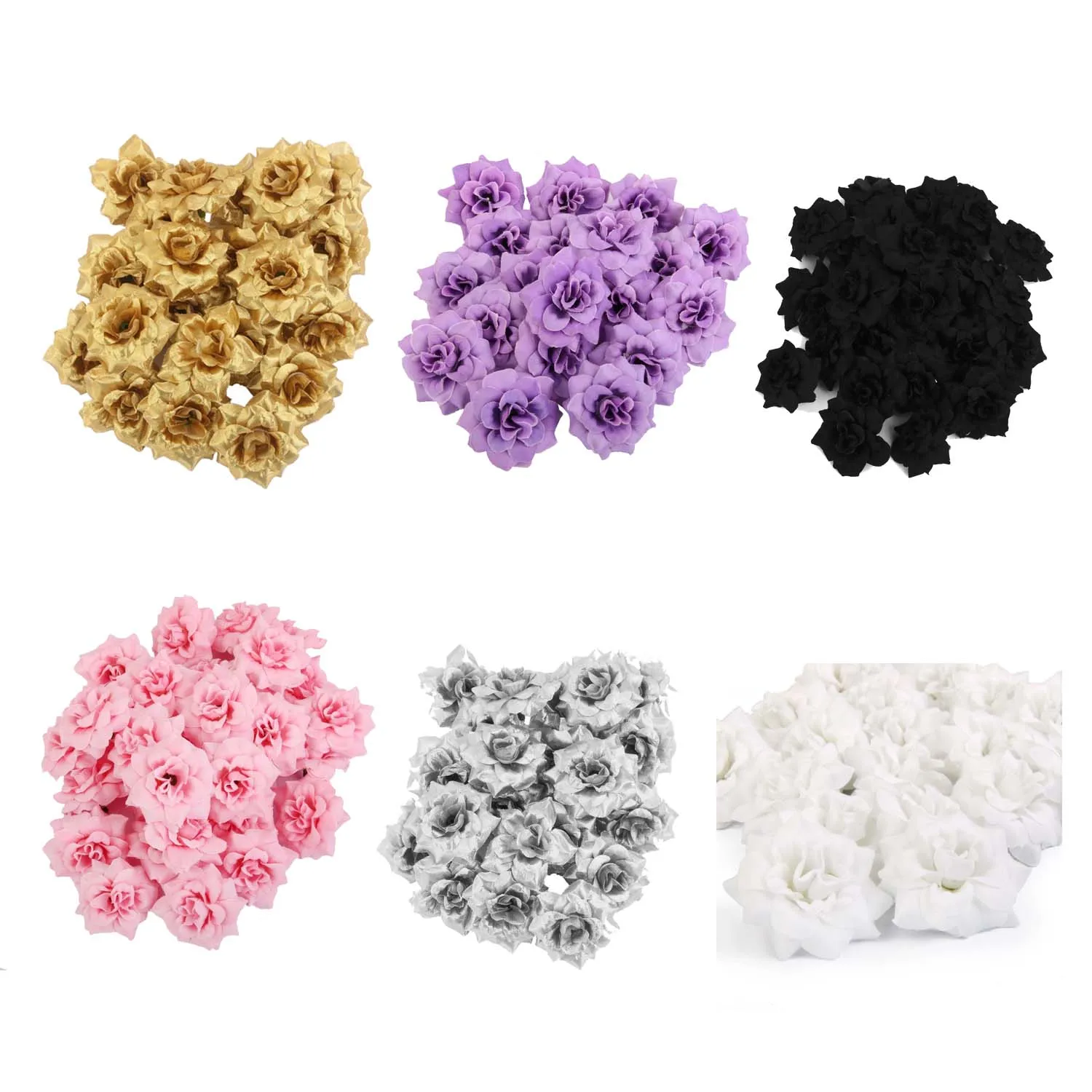 

50 pcs Silk Roses Artificial Wedding Clips Wedding Decoration Flower Head