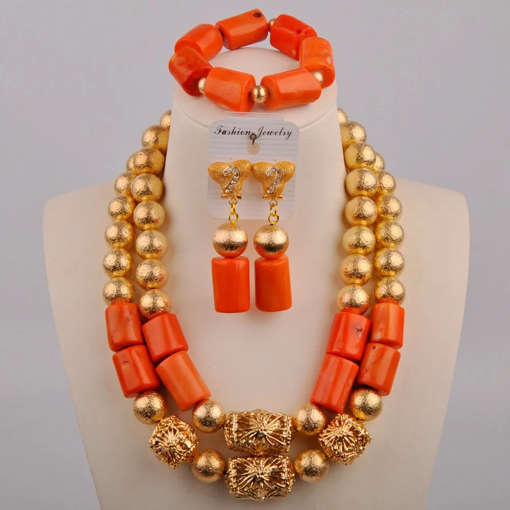 

New Arrived Real Coral Bead Traditional Nigerian Wedding African Coral Beads Jewelry Set Women Party Anniversary Gift Jewelry