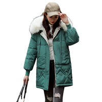 medium long down parkas womens winter jackets casual fur collar hooded jacket warm thick coat plus size big pocket womens coat