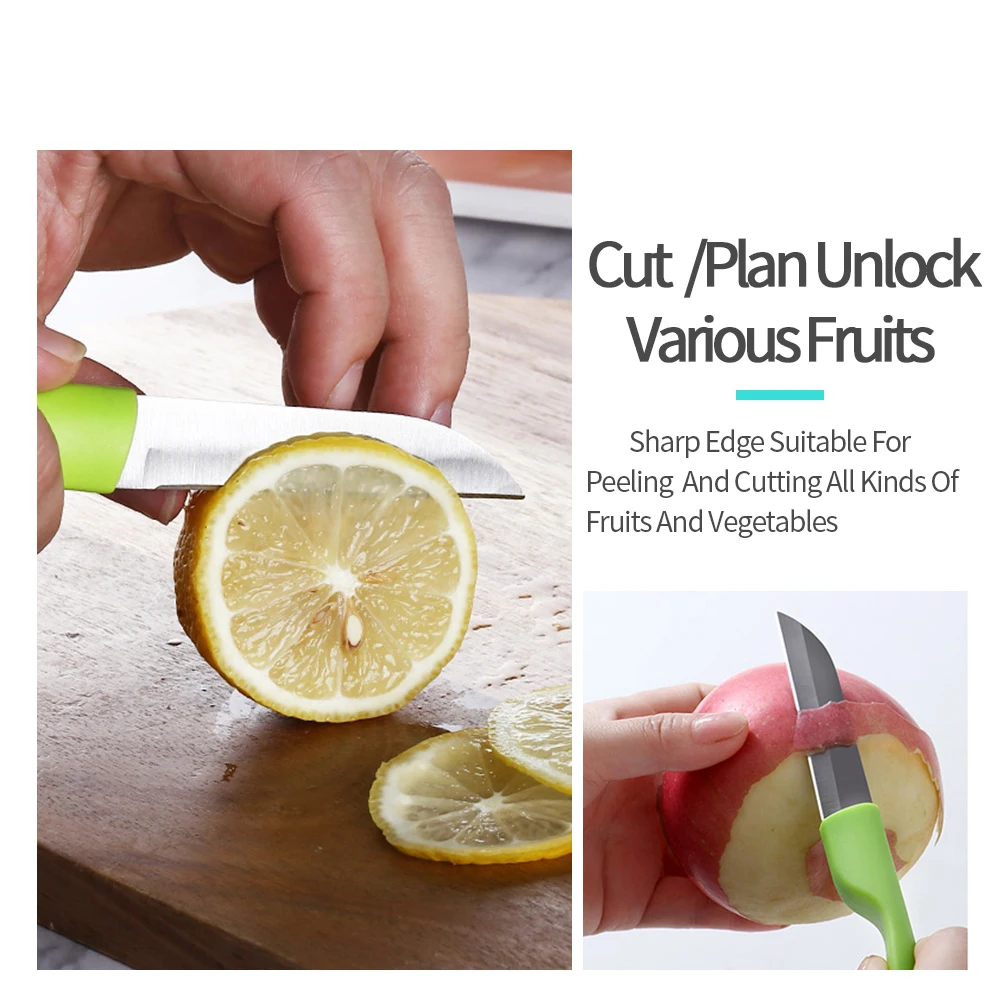 XYj 3 шт. нож из нержавеющей стали для чистки кожуры желтого зеленого синего фрукта
