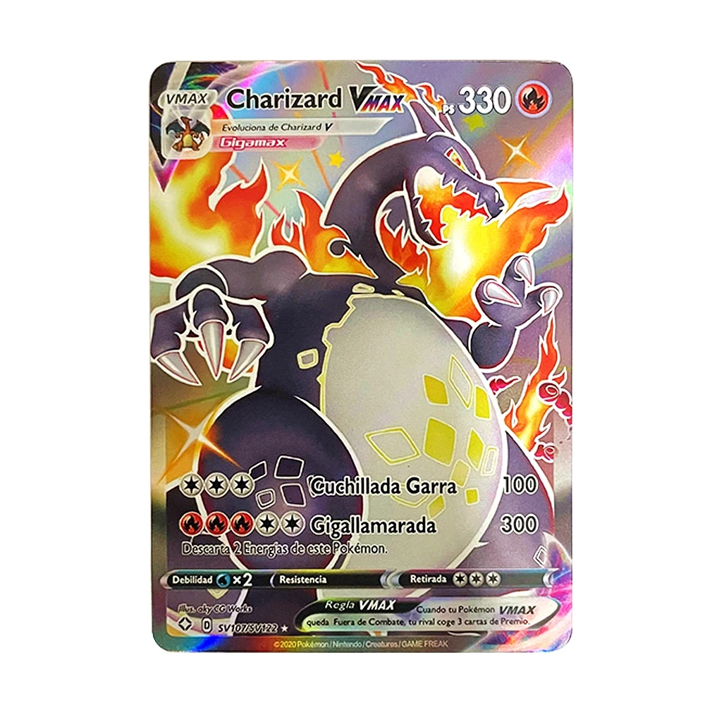 Spanish Pokemon Cards Vmax Card Charizard Spain Pokémon Shining Pikachu Espanol Display Playing Game Childern Kids Toy Gift | Игрушки и